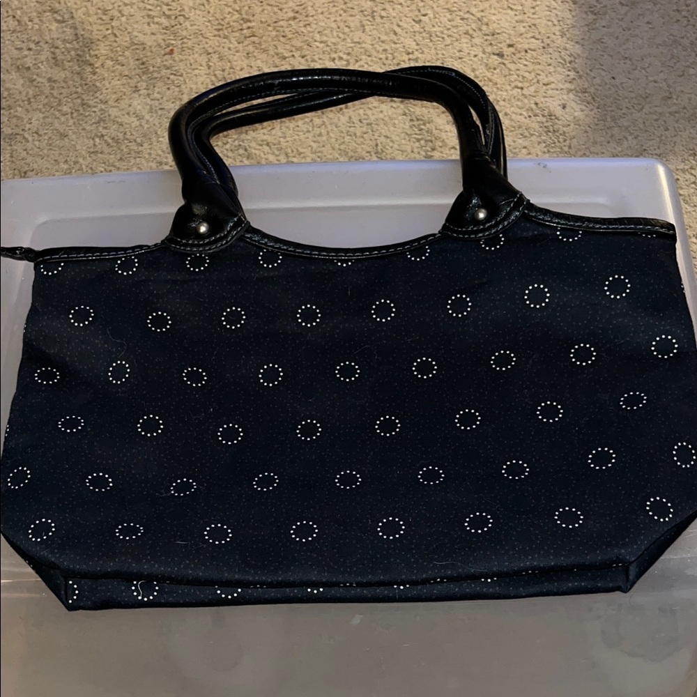 Thirty-One Black and White Polka Dot Shoulder Bag